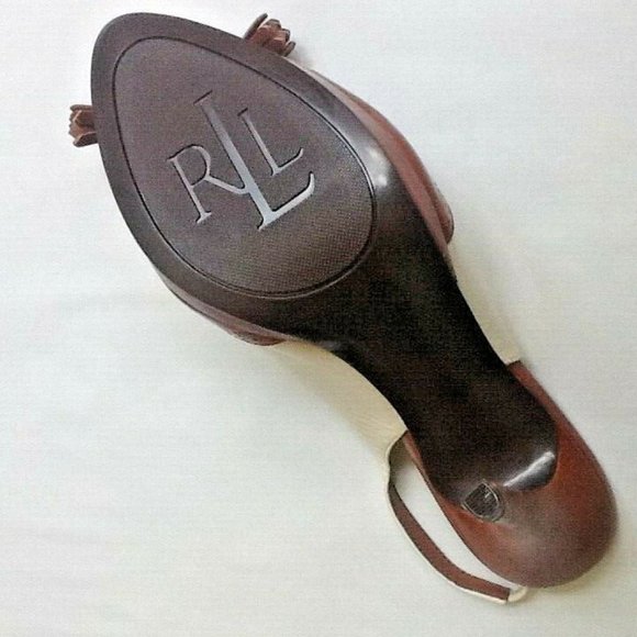 new Size 8.5 Narrow COGNAC & CREAM Ralph Lauren KALIDA Spectator Slingback Shoes - Picture 4 of 11